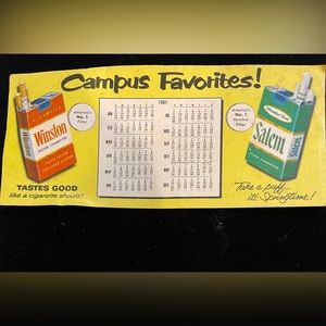 Winton CIGARETTES + SALEM CIGARETTES RJ Reynolds College Campus ADV POSTCARD VTG